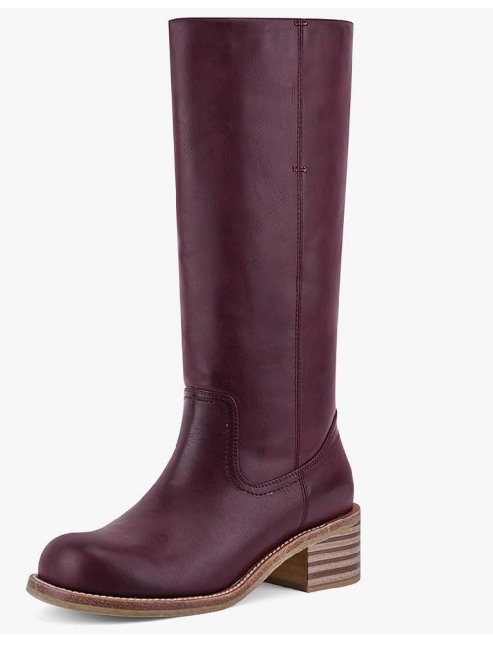 Women's Knee High Boots Square Toe Chunky Block Heel, Size 8
